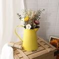thumbnail image 4 of Yellow Metal Flower Vase Vintage Jug Pitcher Rustic Shabby Chic Decor Farmhouse Kitchen Home Decor, 4 of 5