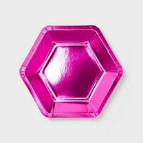 10ct Hot Pink Metallic Hex Shaped Snack Plates - Spritz