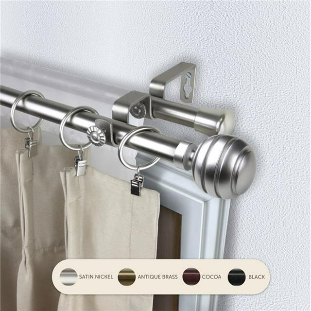 Central Design 4791-995 Tringle à Rideaux Double Louise de 0,8125 Po avec Rallonge de 120 à 170 Po, Nickel Satiné