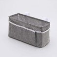 thumbnail image 1 of Cesta de almacenamiento colgante para cabecera, litera, dormitorio, libro, teléfono, revista, cama, mesita de noche, fácil de instalar (gris oscuro), 1 of 5