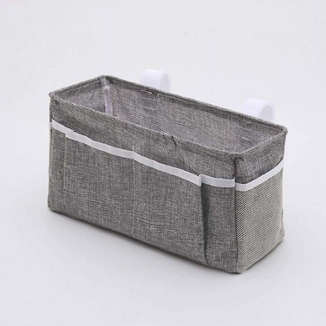 Cesta de almacenamiento colgante para cabecera, litera, dormitorio, libro, teléfono, revista, cama, mesita de noche, fácil de instalar (gris oscuro)