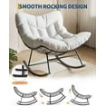thumbnail image 6 of Papasan Rocking Chair, Outdoor Patio Rocking Chairs with Thick Cushion and Removable Side Pockets, Oversized Rocker Egg Chair for Bedroom, Porch, Garden (White, 43.3"D x 36.22"W x 24.8"H), 6 of 6