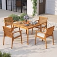 thumbnail image 5 of Costway 2 PCS Patio Dining Chairs with  Removable Padded Cushion Armrests Acacia Wood, 5 of 9