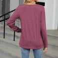 thumbnail image 6 of Scyoekwg Casual Long Sleeve Shirts for Women V-Neck Lightweight Slim Tops Vintage Loose Fashion Dressy Blouses Fall Clothes Solid Color Tops(Wine,XXL), 6 of 6