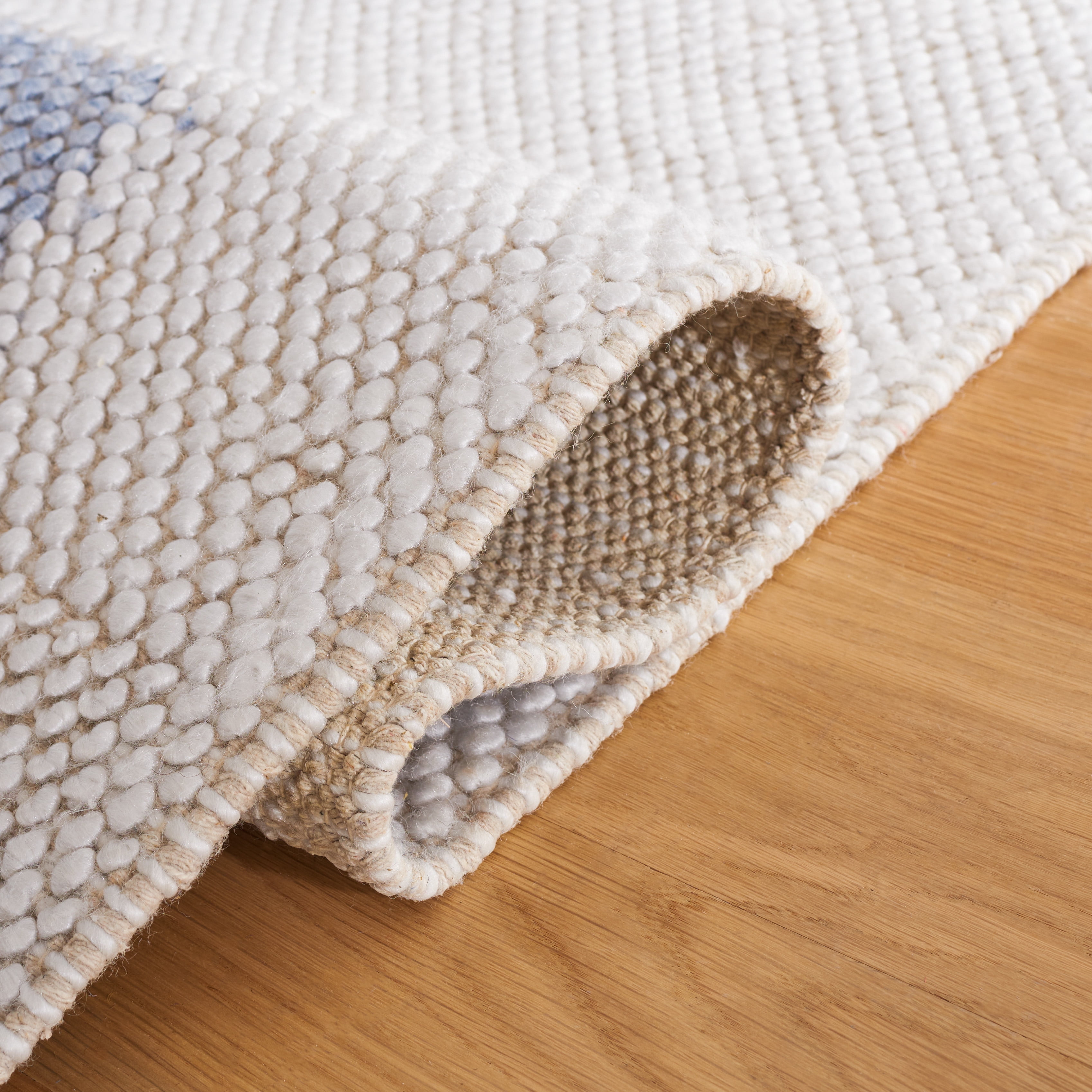 SAFAVIEH Natura Marina Striped Wool Area Rug, Ivory/Light Blue, 4' x 6'