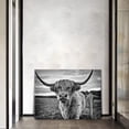 thumbnail image 2 of HFDF Large Highland Cow Canvas Wall Art Black and White Pictures Cute Long-Haired Cattle Posters Prints Modern Painting Longhorn Decor Living Room Decoration 14x11inch Framed, 2 of 7