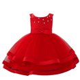 thumbnail image 1 of XASZHN Girls Flower Dresses for Wedding Party Pageant Princess Dress 3 9 Years Red_001 0-3 Months, 1 of 8