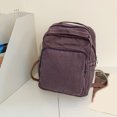 thumbnail image 4 of Canvas Square Backpack, Mini Casual Backpack, Solid Color Schoolbag for College Work Travel, Purple, 4 of 10