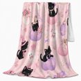 thumbnail image 2 of Kawaii autumn celebration Pastel Goth Theme Adorable Black Cats, Warm Flannel Blanket for Living Room and Bedroom, Playful Pet Portrait Pattern, Cat Lovers autumn celebration Gift, 2 of 7