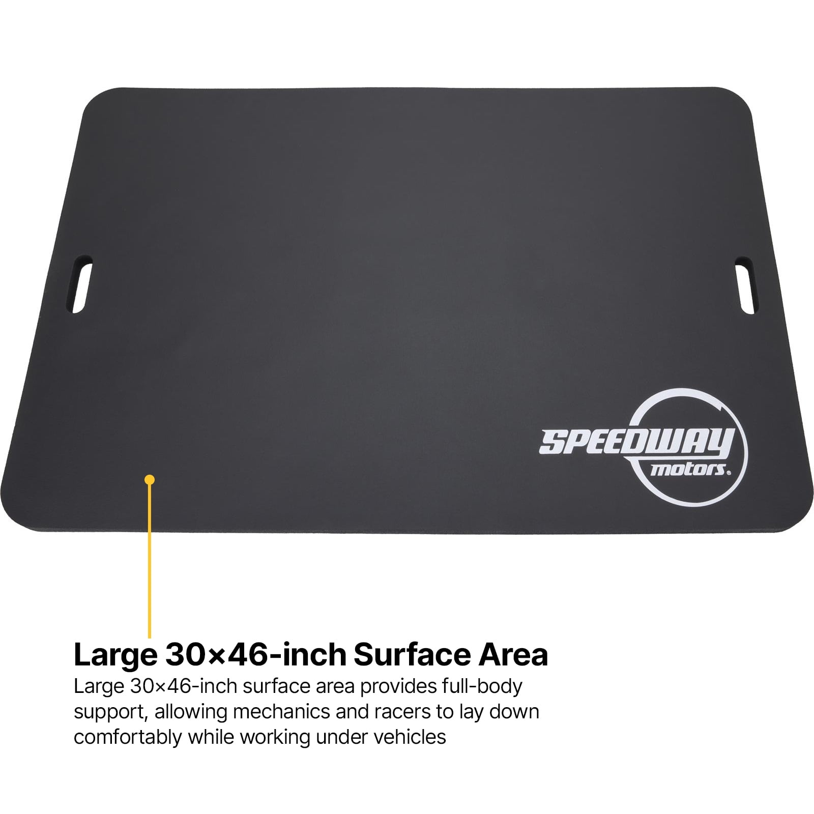 Speedway Motors Large Foam Work Mat and Kneeling Pad for Garage or Racing Pits, 46 x 30 x 1 Inch Thick Comfortable Mechanic Pad with Dual Carry Handles for Under-Vehicle Service