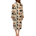 thumbnail image 2 of Xoenoiee Pumpkin Witch Hat Candle Star Print Women's Zipper Robe Halloween Long Sleeve Housecoat Calf Length Casual Nightgown Crew Neck Loose Bathrobe with Pockets, M, 2 of 7