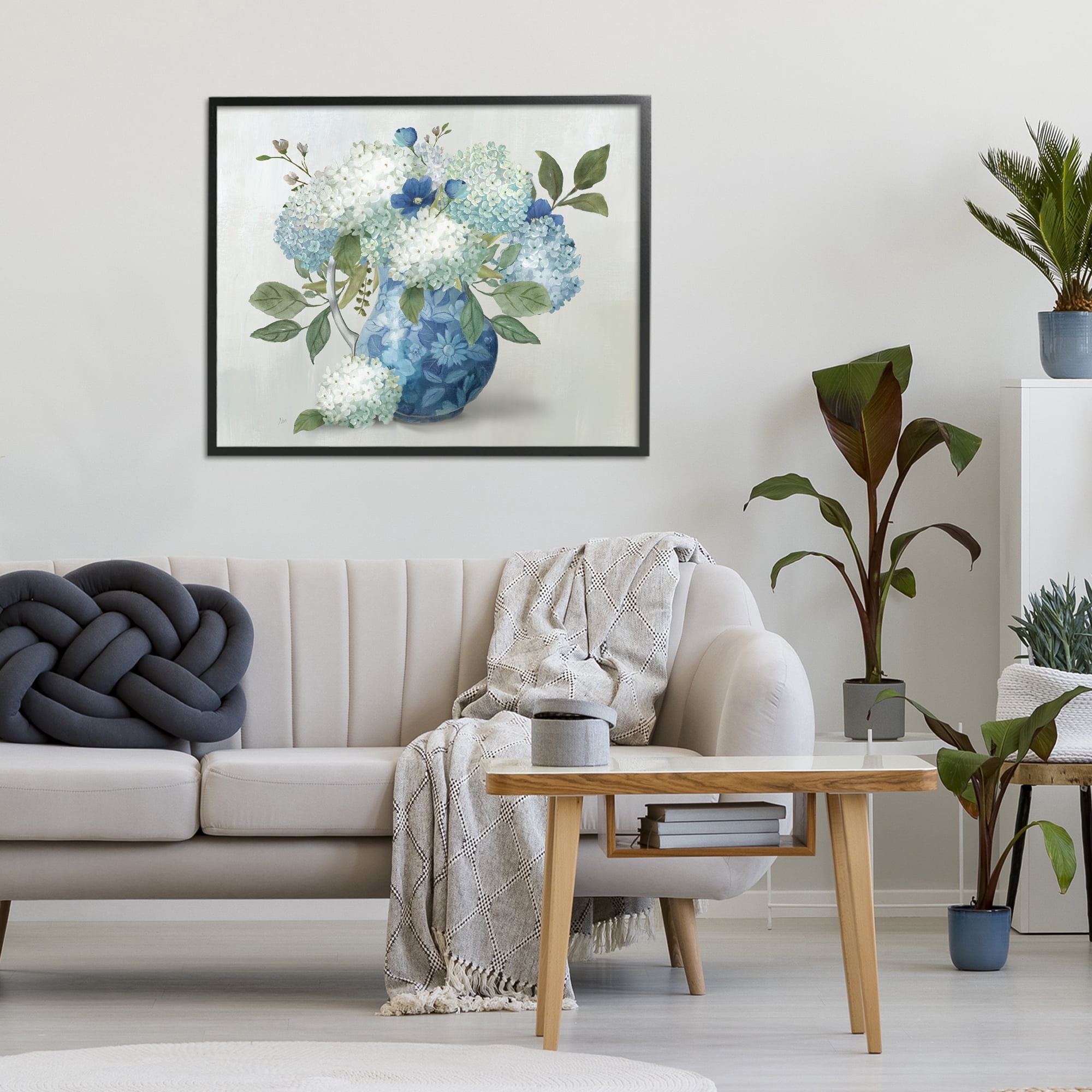 Stupell Industries Ornate Vase with Hydrangeas Black Framed Giclee Art, design by Nan