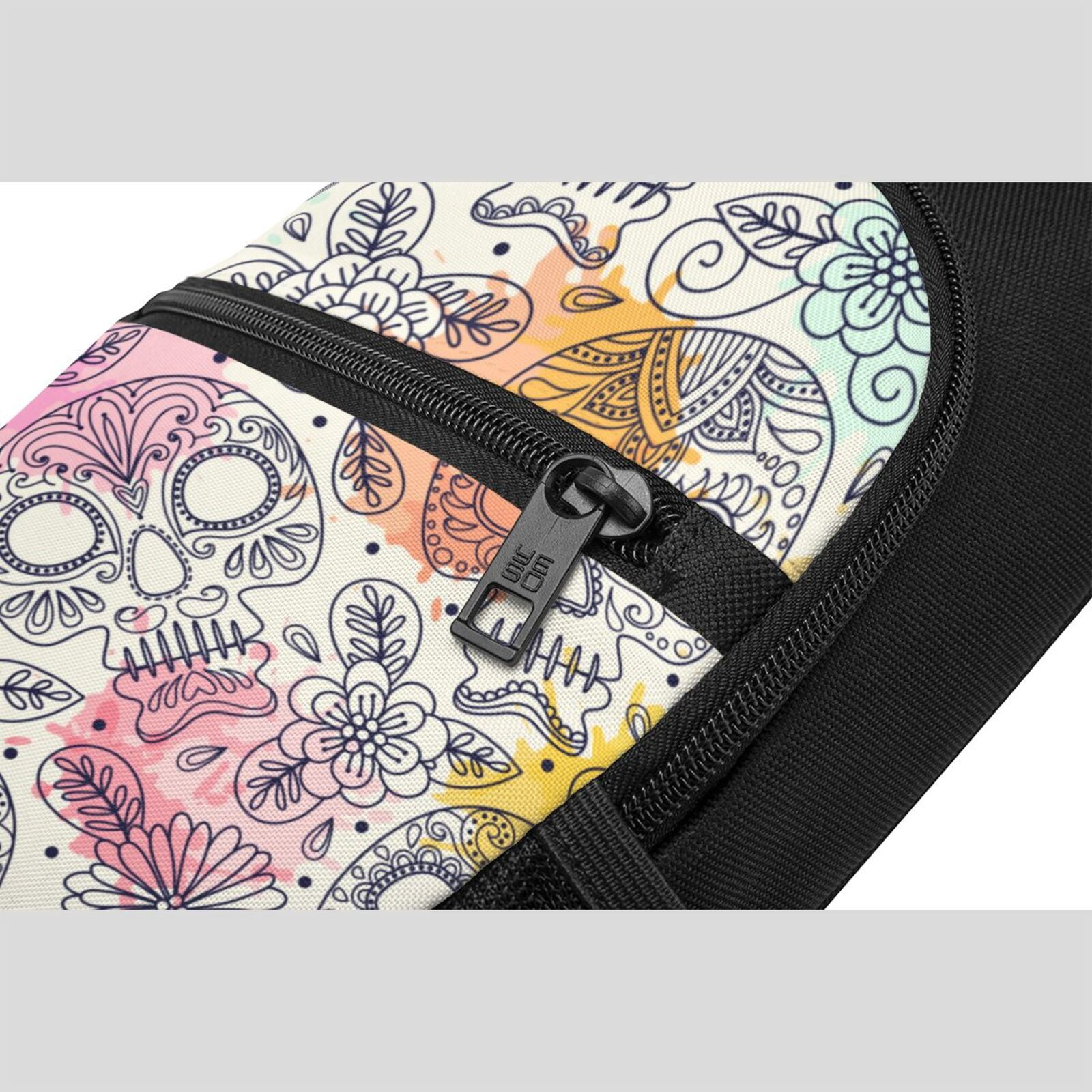 Xecao's Skull and Flowers Print Sling Bag: A Versatile Chest, Shoulder, and Crossbody Backpack for Casual Days Out, Perfect for Both Men and Women