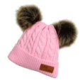 thumbnail image 3 of Kids Beanie Knit Double Pompom Hat for Children Birthday Casual Wear Pink 1Pack, 3 of 5