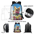 thumbnail image 3 of ZUXONGSY Painted Corgi Daisy Flower Print Backpack and Lunch Bag Set for Girls Boys Middle School Elementary Bookbags, 3Pcs School Bag with Lunch Bag Pencil Case, 3 of 5