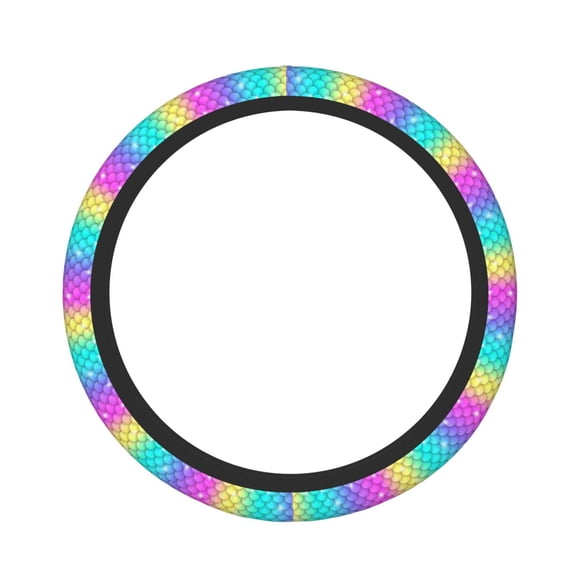 Naloa Rainbow Scales2 Elastic Steering Wheel Cover, Auto Steering Wheel Cover – 15 Inch , Comfortable Grip, Fit Suvs,Vans Cars,Trucks