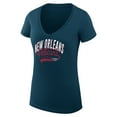 thumbnail image 2 of Women's G-III 4Her by Carl Banks Navy New Orleans Pelicans Super-Slim Fit Lightweight Filigree Logo V-Neck T-Shirt, 2 of 3