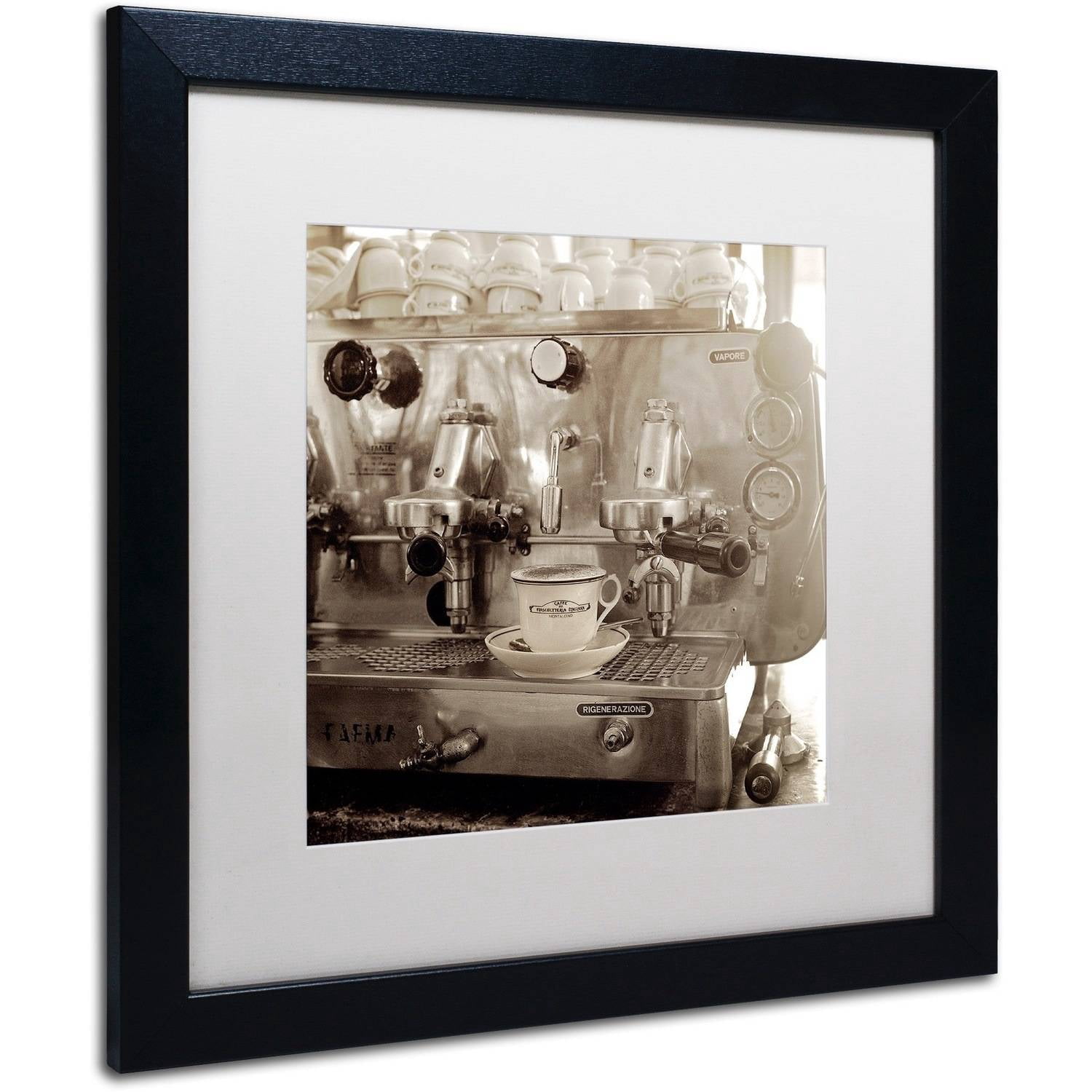 Trademark Fine Art "Tuscany Caffe I" Canvas Art by Alan Blaustein, White Matte, Black Frame