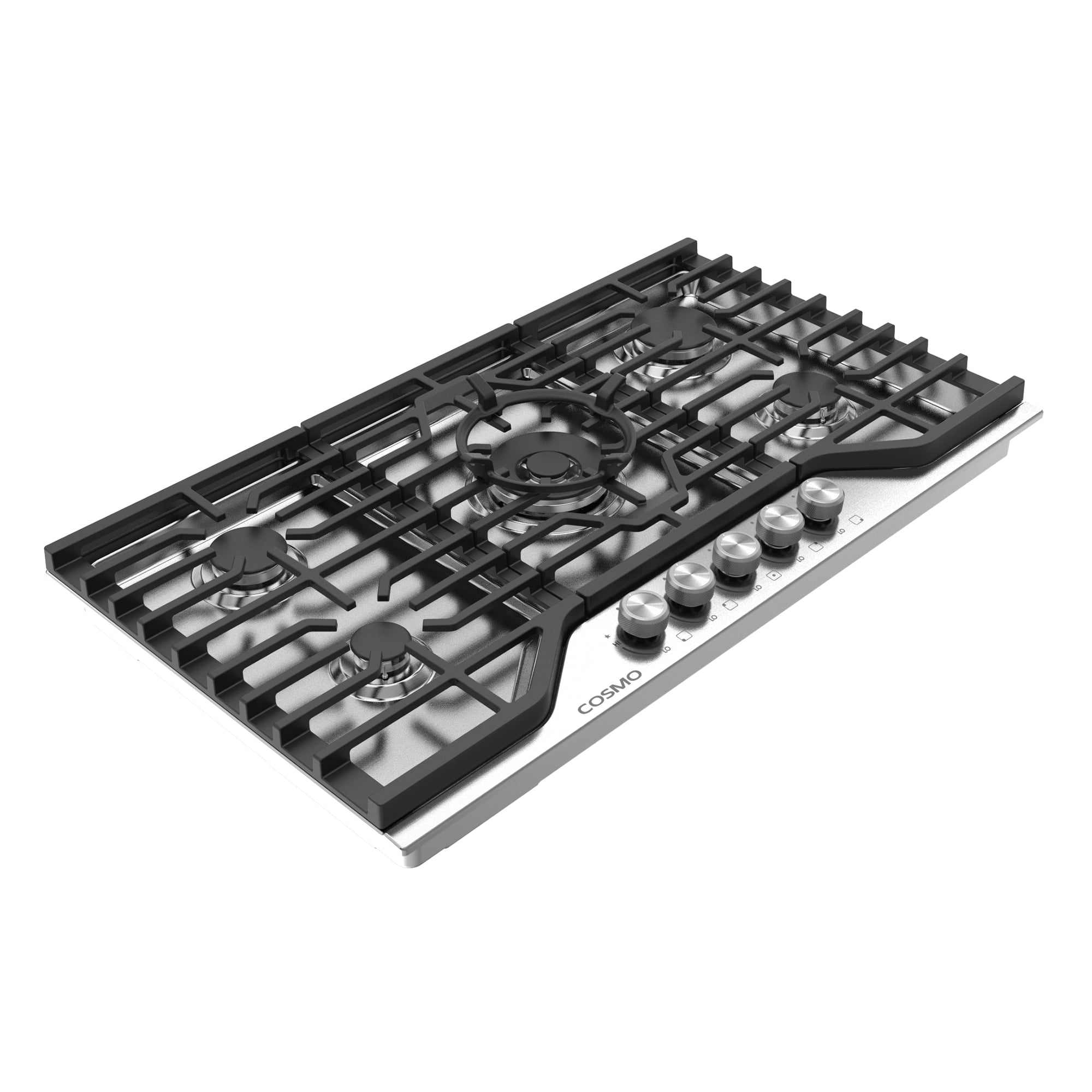 Cosmo 36 in. Vista Collection Drop-in Gas Cooktop with 5 Burners, Metal Knobs in Stainless Steel