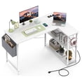 thumbnail image 1 of Mr IRONSTONE L Shaped Desk with Outlets & USB Ports, Reversible 47 Inch Office Desk, Corner Desk for Small Space, Home Office Desk with Storage Bag & Hook, White, 1 of 4