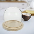 thumbnail image 4 of Viveous 1 Set Decorative Clear Glass Dome Tabletop Centerpiece Cloche Bell Jar Display Cover with Wood Base for DIY Succulents Keepsakes Dried Flowers Cake 14. 5x12cm, 4 of 11