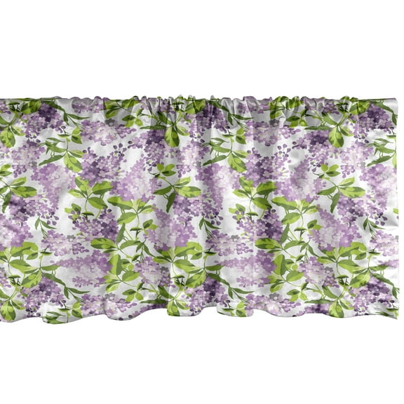 Ambesonne Mauve Window Valance, Botanic Spring Plants, 54" X 18", Lilac Green