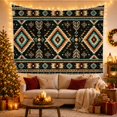 thumbnail image 3 of Diamond Geometric Pattern on Dark Woven Fabric, Moody Boho Style for Boho Decor Lovers, Southwestern Wall Decor, Housewarming Gift, Tapestry Wall Hanging for Bedroom and Dorm, 3 of 7