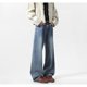 thumbnail image 5 of Pantalones largos para hombre, color liso, con bolsillos y cordón, pantalones vaqueros para hombre, pantalones de algodón., 5 of 6