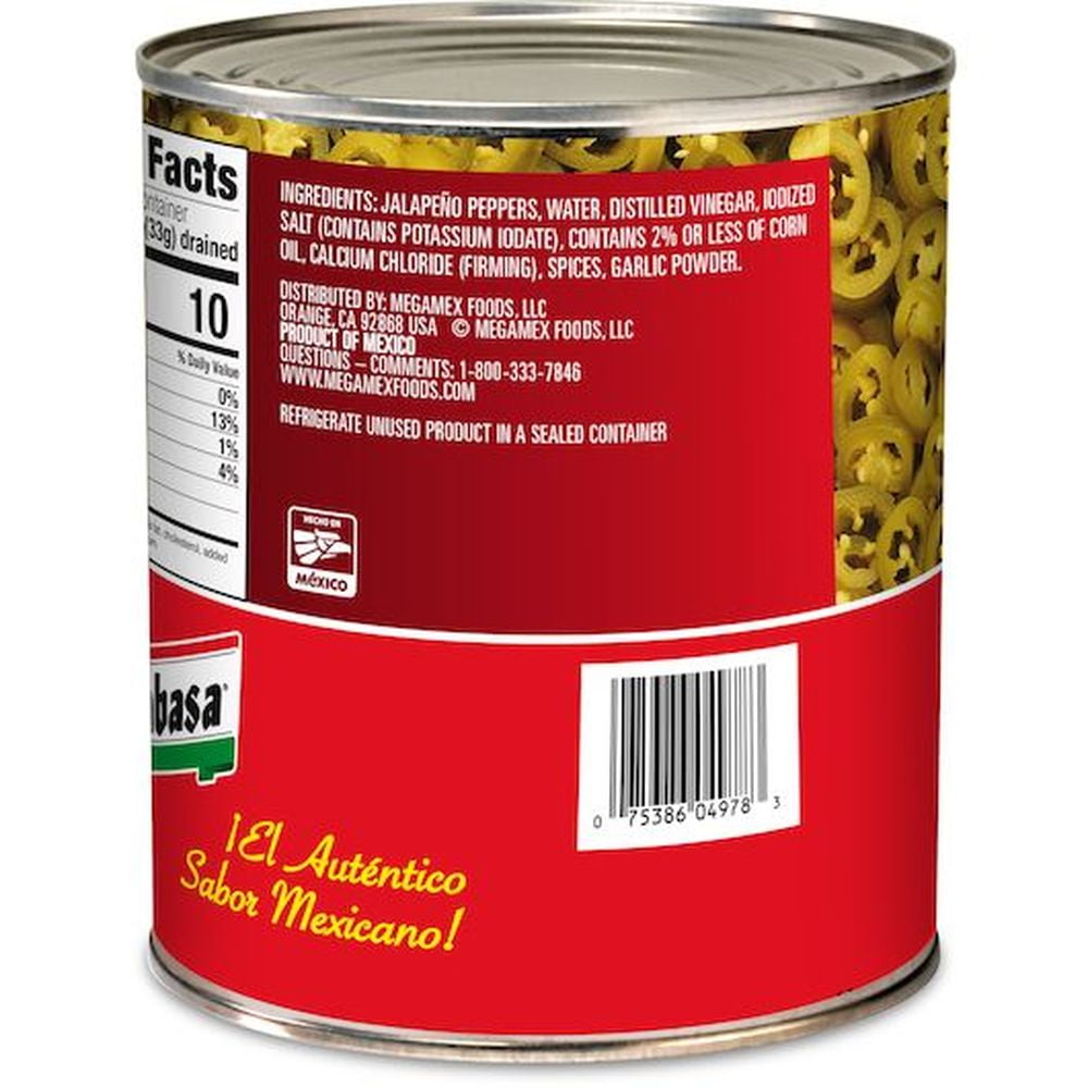 Embasa Nacho Sliced Jalapeno Pepper, 98 Ounce -- 6 per Case.