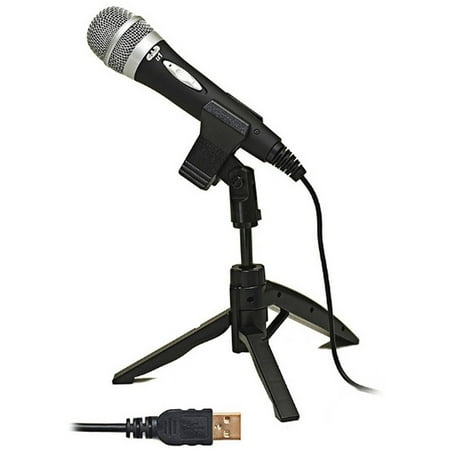 USB Cardioid Dynamic Handheld Microphone with Tripod Stand, 10' USB Cable