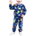 thumbnail image 3 of WUANDIXFA Infant Girls Outfits Girls Flannel Fleece Warm Winter Pajama Loungewear Set,Blue,1-2 Years, 3 of 8