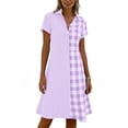 thumbnail image 4 of Karymi Womens Summer Dresses Collared Casual Mid-Length Plaid Print A-Line Leisure Loose Comfy Dress Figure Friendly Patchwork Dresses Summer Comfy Women Dresses 2026, 4 of 6