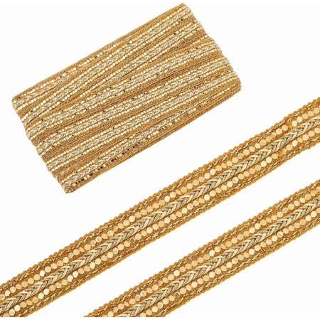 10 Yards Polyester Ribbon with Plastic Paillette Beads Dark Goldenrod 3/4 inch(19mm) for handmaking