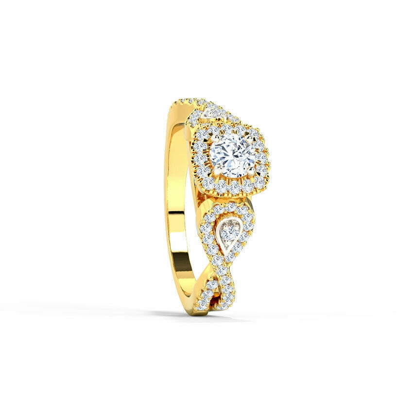 HeartsAndYou 2.4ct Engagement Ring for Women Round Cut Moissanite Split Shank Halo 18k Yellow Gold over Silver