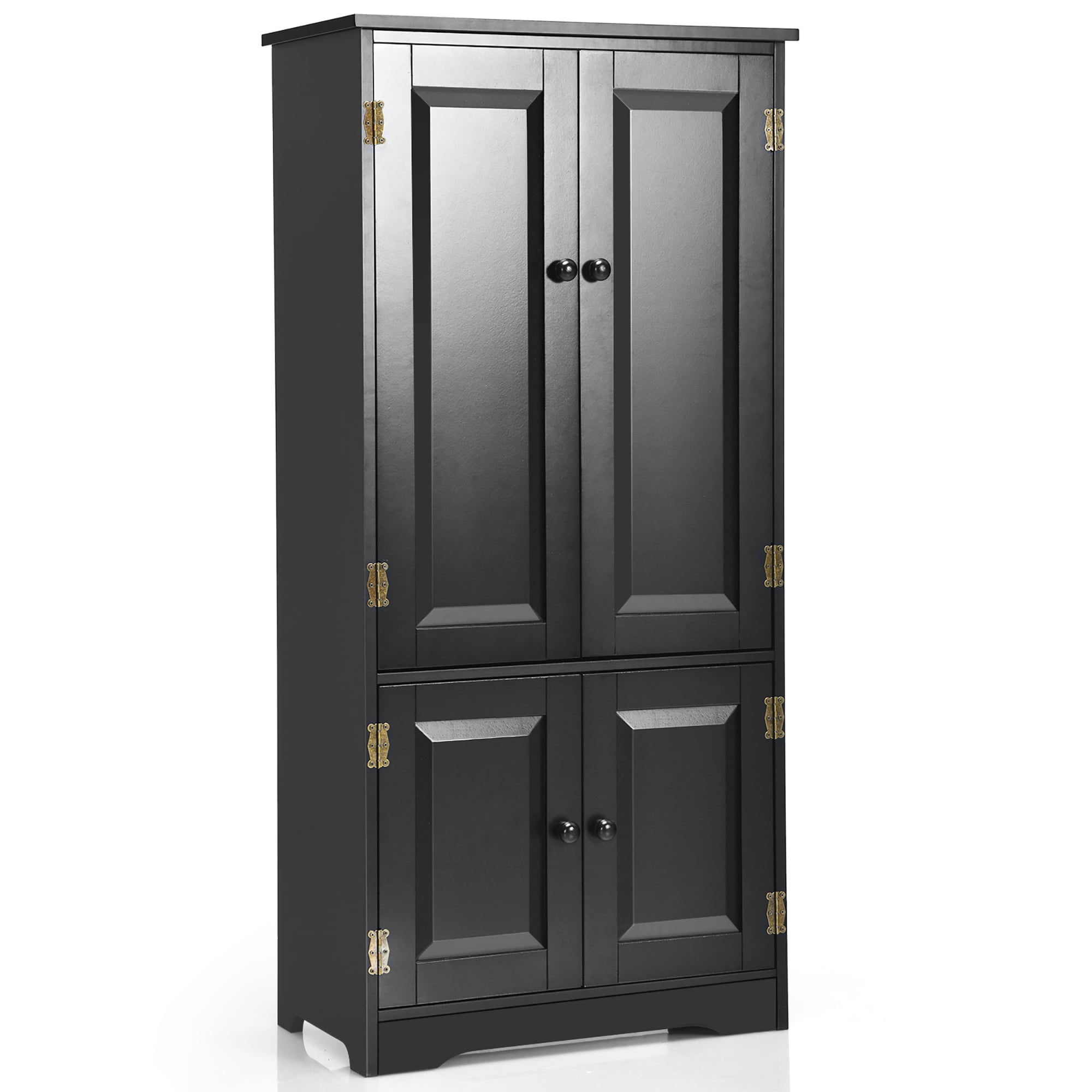 White Giantex Accent Floor Storage Cabinet Adjustable Shelves Antique 2-Door Low Floor Cabinet Pantry 24 Lx13 Wx49H 