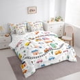 thumbnail image 2 of Castle Fairy Playful Town Traffic Twin Bedding Sets 7-Piece for Toddlers, Whimsical Car Train Bedding Comforter Set for Bedroom, Pink Yellow, 2 of 7