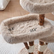 Sopapets 44H Cat Tree Tower Natural Wood With Scratching Posts&Real Branch Design, Heavy Duty Aesthetic Cat Tower for Large Cats, Apricot