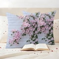 thumbnail image 3 of Pink Flower Pillow Covers 2 Pack Spring Beautiful Floral Leaf Plant White Wall Pillowcase Waterproof Outdoor Throw Pillow Cover for Patio Garden Square Cushion 16”x16”, 3 of 9