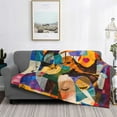 thumbnail image 5 of KLL Abstract Musical Faces Print Fleece Throw Blanket, Horizontal Fleece Bedding Cute Soft Blankets Comfy Fleece Flannel Plush Home Decor for Couch & Bed -80"x60", 5 of 9
