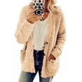 thumbnail image 5 of Women's Plush Coat Long Sleeves Single-breasted Jacket with Pockets Solid Color Thicken Warm Plush Coat for Autumn Winter Work Daily Wear, 5 of 8