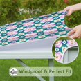thumbnail image 6 of Elastic Hem Floral Print Square Tablecloth, Durable Waterproof Polyester Cover Designed for 36x36 Inch Tables, Ideal for Kitchens, Patios, and Parties, 6 of 6