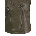 thumbnail image 4 of A2Y Women's Classic Vegan Leather Zip Up Rider Style Moto Biker Jacket Dark Olive M, 4 of 4