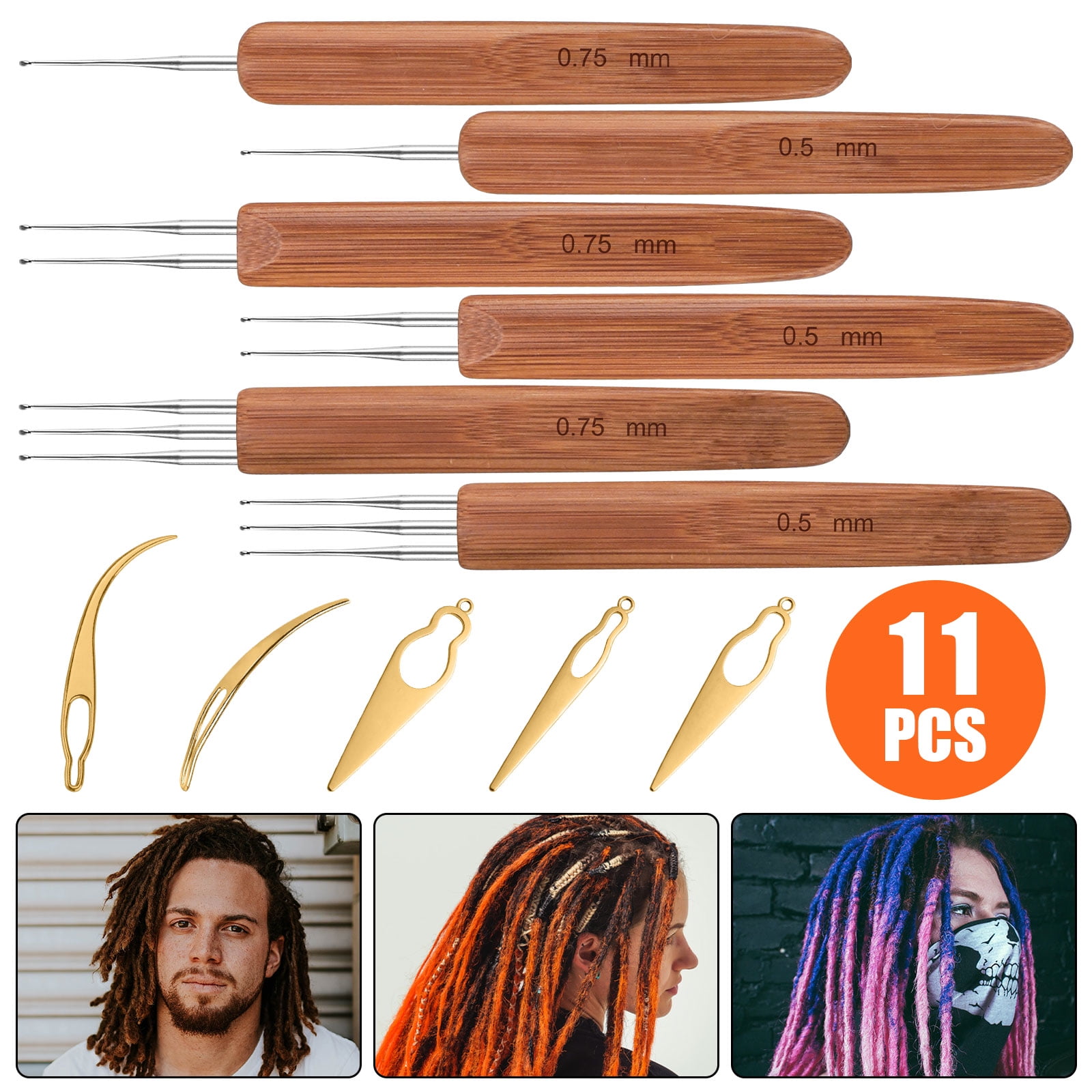 11pcs Dreadlocks Crochet Hooks Set, EEEkit 0.5mm 0.75mm Dreadlock