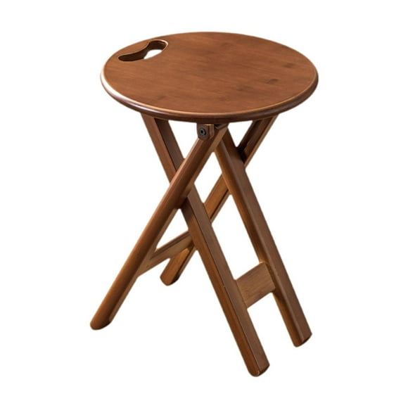 simhoa Bamboo Folding Stool Round with Handle Kitchen Chair for Indoor Home Kitchen