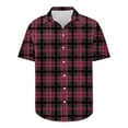 thumbnail image 4 of Wyobmus Men's Casual Checkered Shirts Regular Fit Button Up Short Sleeve Turndown Collar Work Shirt A-Burgundy, 4 of 4