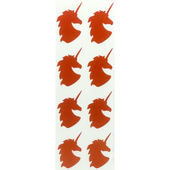 Royal Green Unicorn Stickers for Party Decorations, Bridal Showers, Birthdays, Weddings 2 inch (50mm) in Red - 40 Pack