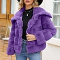 thumbnail image 2 of BiZtdJrK Sales Of The Day Lightning Womens Faux Fur Coat Fleece Cropped Lapel Jacket Long Sleeve Plush Warm Thickening Coats Warm Winter Open Front Jackets 2025 Purple XL, 2 of 5