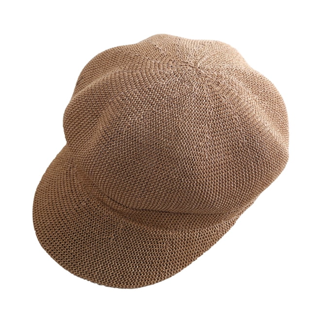 Gorro tipo boina informal para mujer, sombrero de sol con malla de protección solar, boina octogonal de punto calada para viajes, senderismo, uso diario, ajustable con cordón, estilo Newsboy Bakerboy