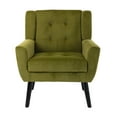 thumbnail image 6 of Mid-Century Accent Chairs, Upholstered Living Room Chair, Armchair Button Tufted Back and Wood Legs for Bedroom/Office/Cafe, Yellow, 6 of 9