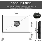 HOIN 80 inch 4K Portable Projector Screen Outdoor with Stand,16:9 Anti Crease Foldable Movie Screen